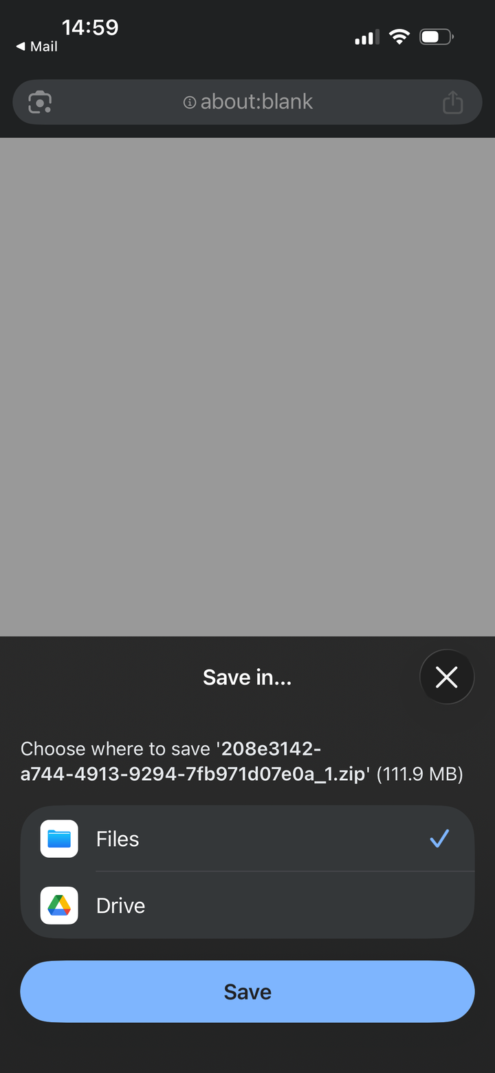 Save dialog for the Garmin ZIP